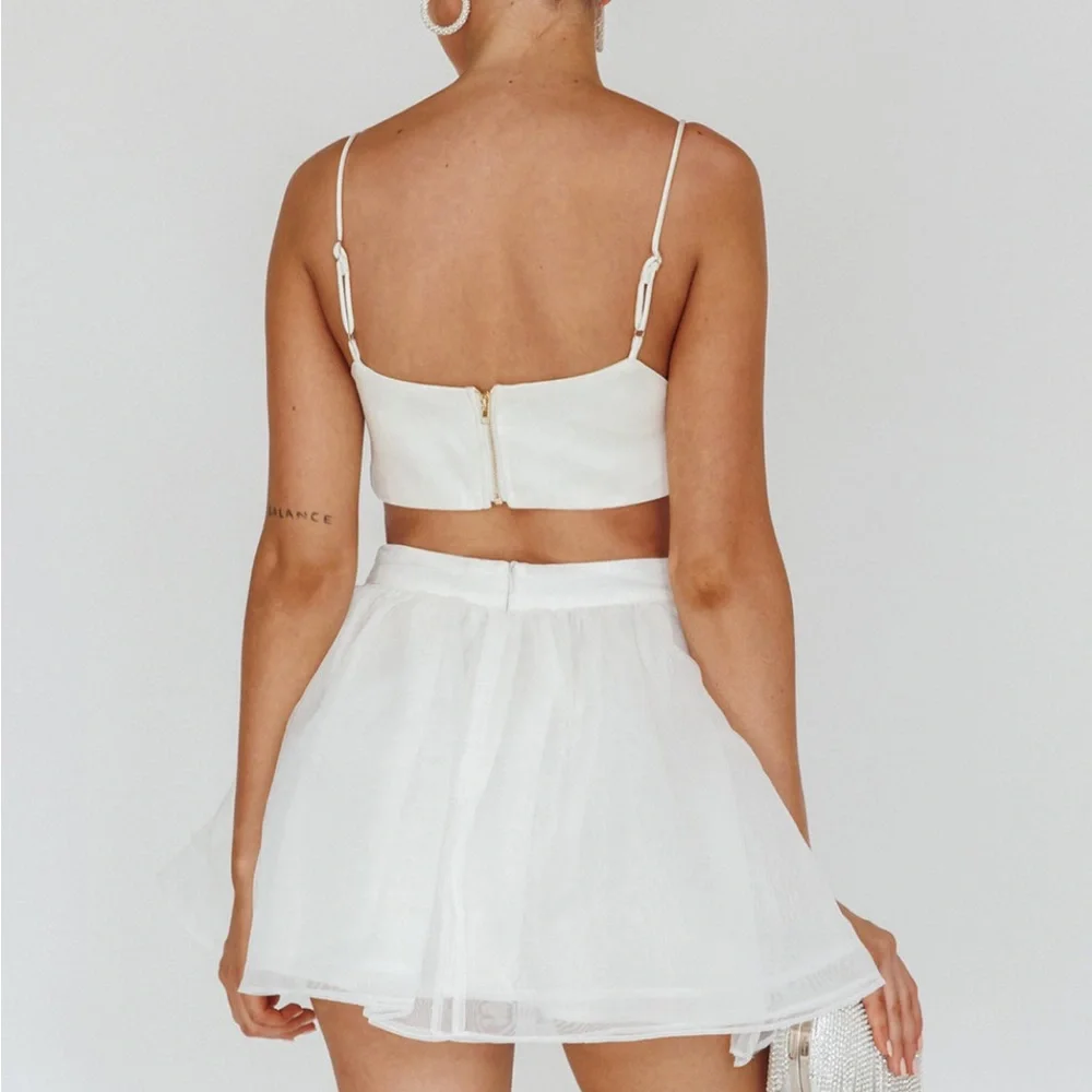 Karrie Layered Ballet Mini Skirt White, L - Picture 3 of 8